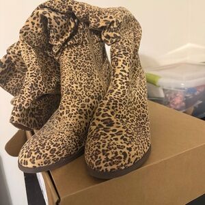 Leopard Print Knee High Boots size 12